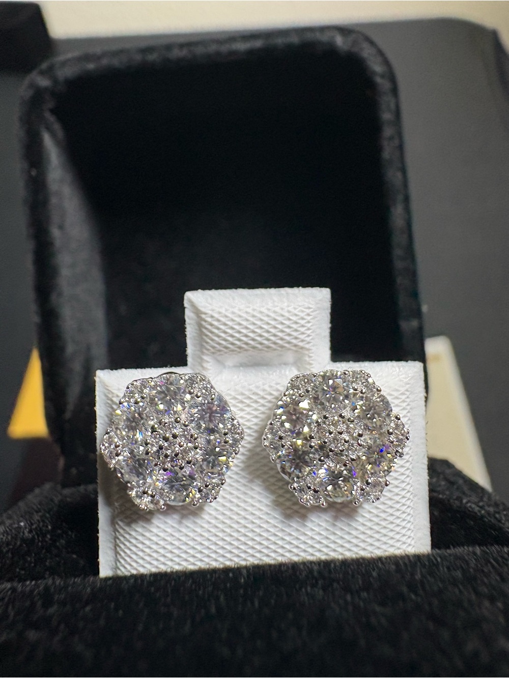 925 Sterling Silver Flower Cluster Moissanite Stud Earrings - White